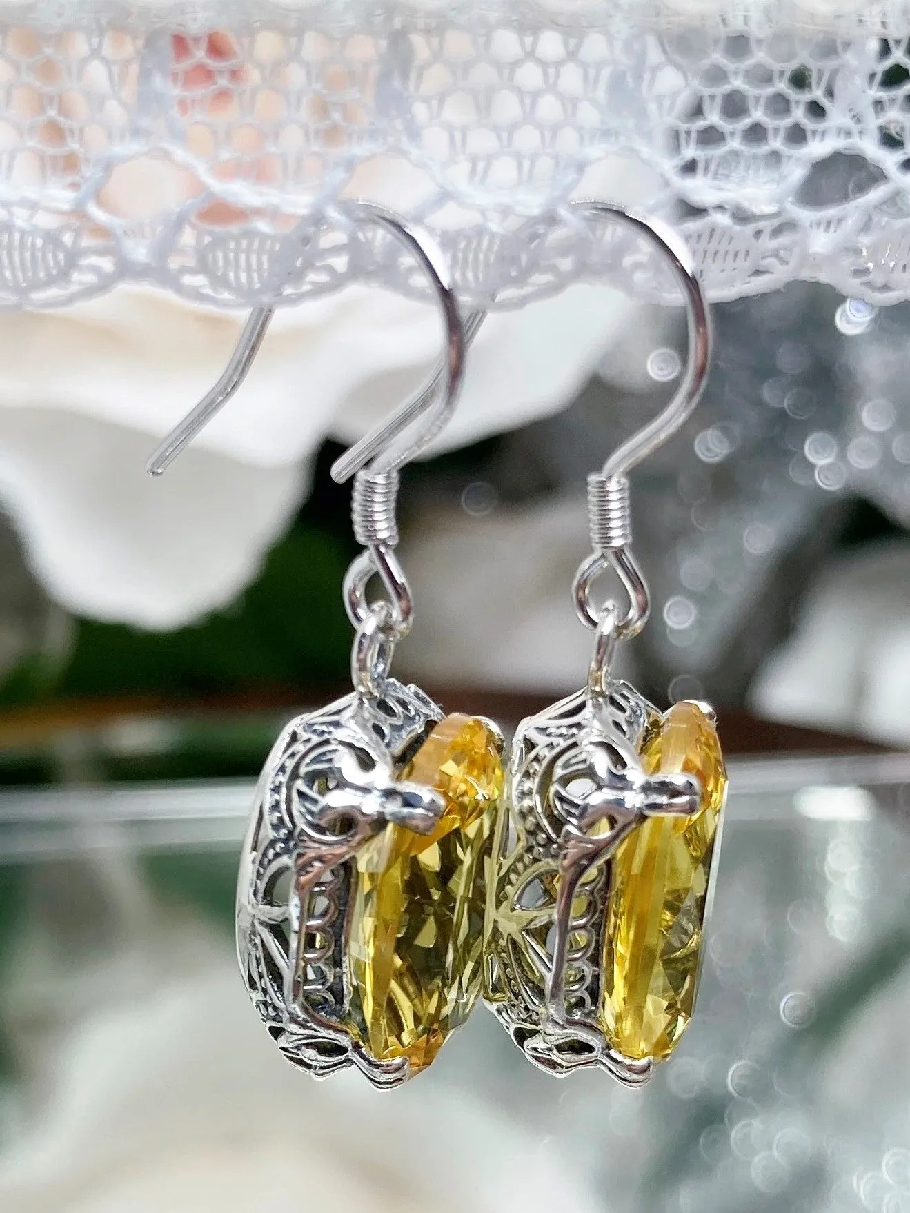 Citrine Earrings, Vintage Edwardian Jewelry #E70