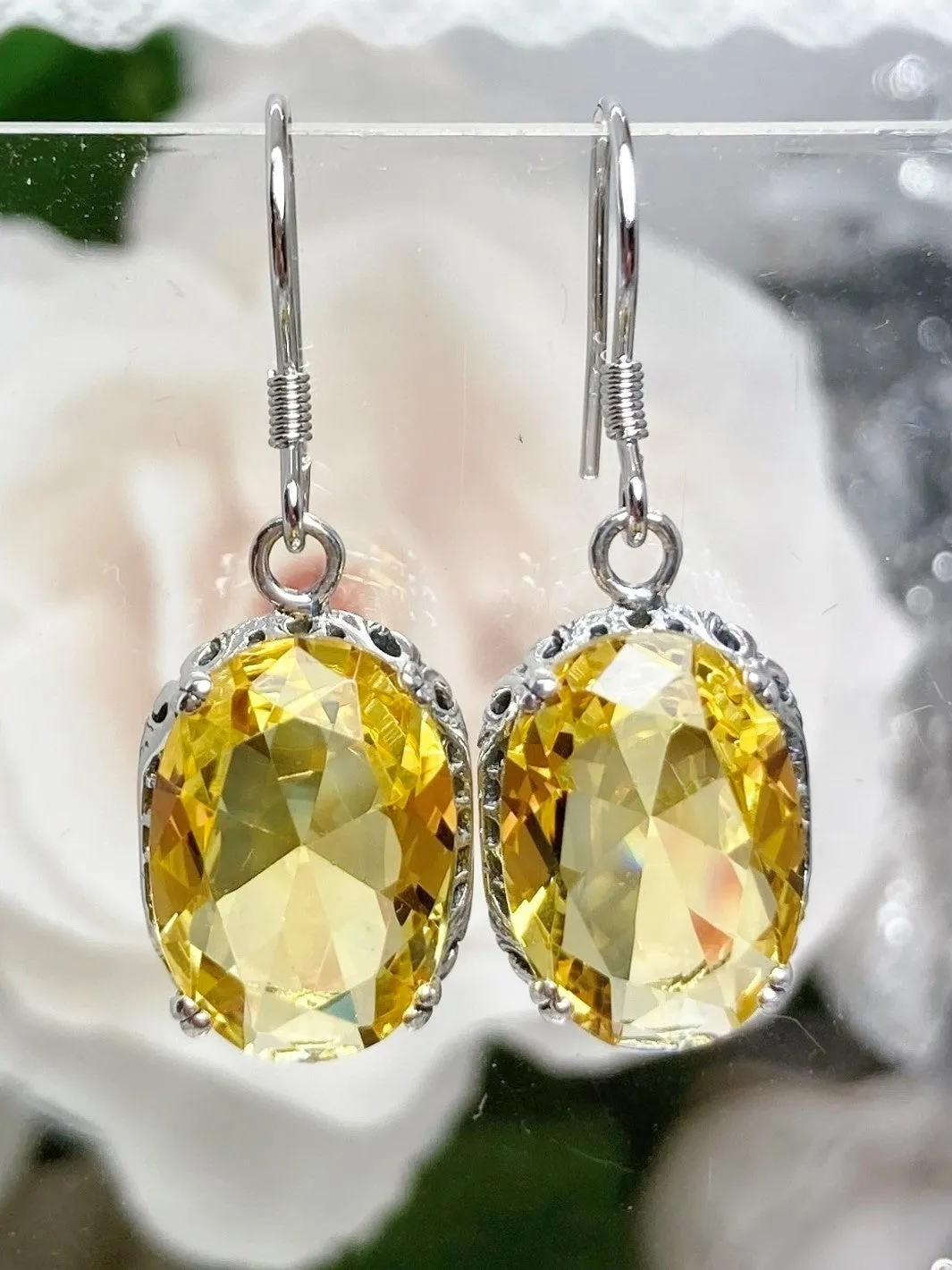 Citrine Earrings, Vintage Edwardian Jewelry #E70