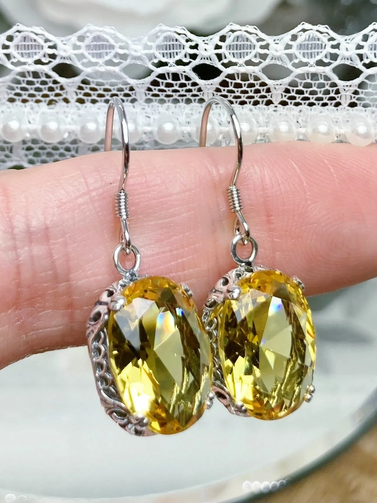 Citrine Earrings, Vintage Edwardian Jewelry #E70