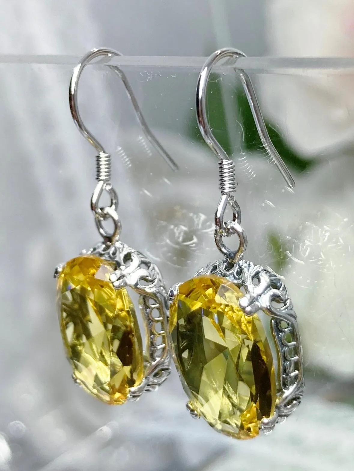 Citrine Earrings, Vintage Edwardian Jewelry #E70
