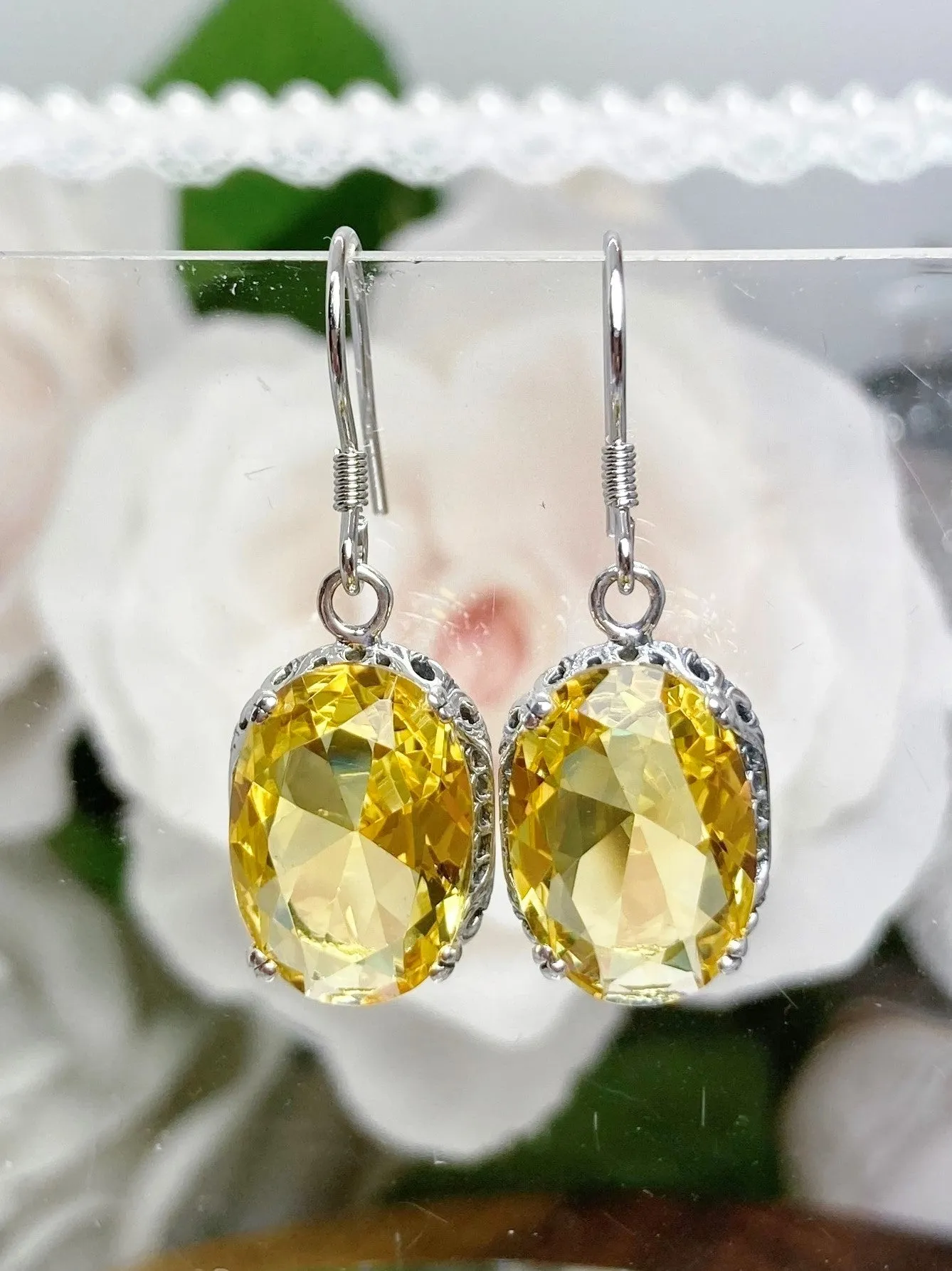 Citrine Earrings, Vintage Edwardian Jewelry #E70