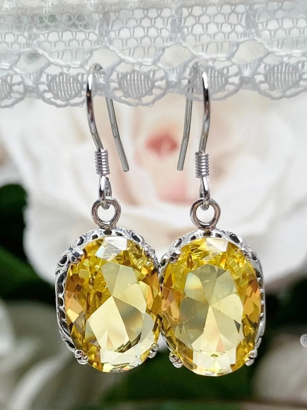 Citrine Earrings, Vintage Edwardian Jewelry #E70
