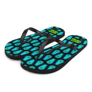 Coffin and Skull Flip-Flops All Over Print / Black & Teal