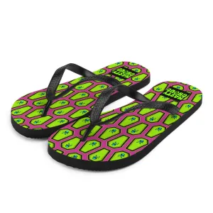 Coffin and Skull Flip-Flops All Over Print / Pink & Neon Green