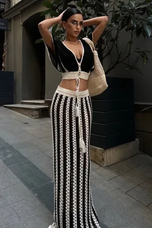 Crochet Two-Piece Set with Trim Detail