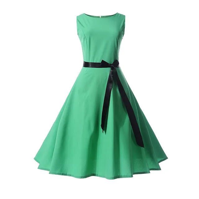 CYAN Women Summer Dress 2018 Casual Floral Print Ball Gown Sleeveless Dress Vintage 50s 60s Party Dresses Female Vestidos 2XL