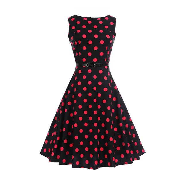 CYAN Women Summer Dress 2018 Casual Floral Print Ball Gown Sleeveless Dress Vintage 50s 60s Party Dresses Female Vestidos 2XL
