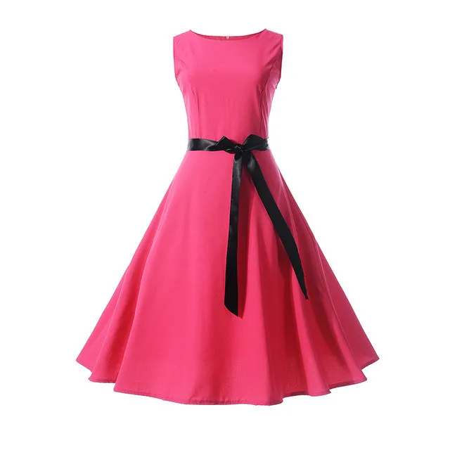 CYAN Women Summer Dress 2018 Casual Floral Print Ball Gown Sleeveless Dress Vintage 50s 60s Party Dresses Female Vestidos 2XL
