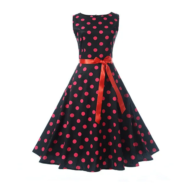 CYAN Women Summer Dress 2018 Casual Floral Print Ball Gown Sleeveless Dress Vintage 50s 60s Party Dresses Female Vestidos 2XL
