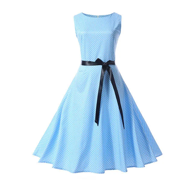 CYAN Women Summer Dress 2018 Casual Floral Print Ball Gown Sleeveless Dress Vintage 50s 60s Party Dresses Female Vestidos 2XL