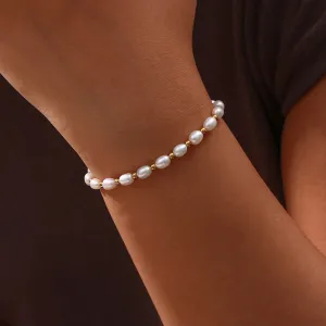 Dainty 18k Gold & Freshwater Pearl Bracelet