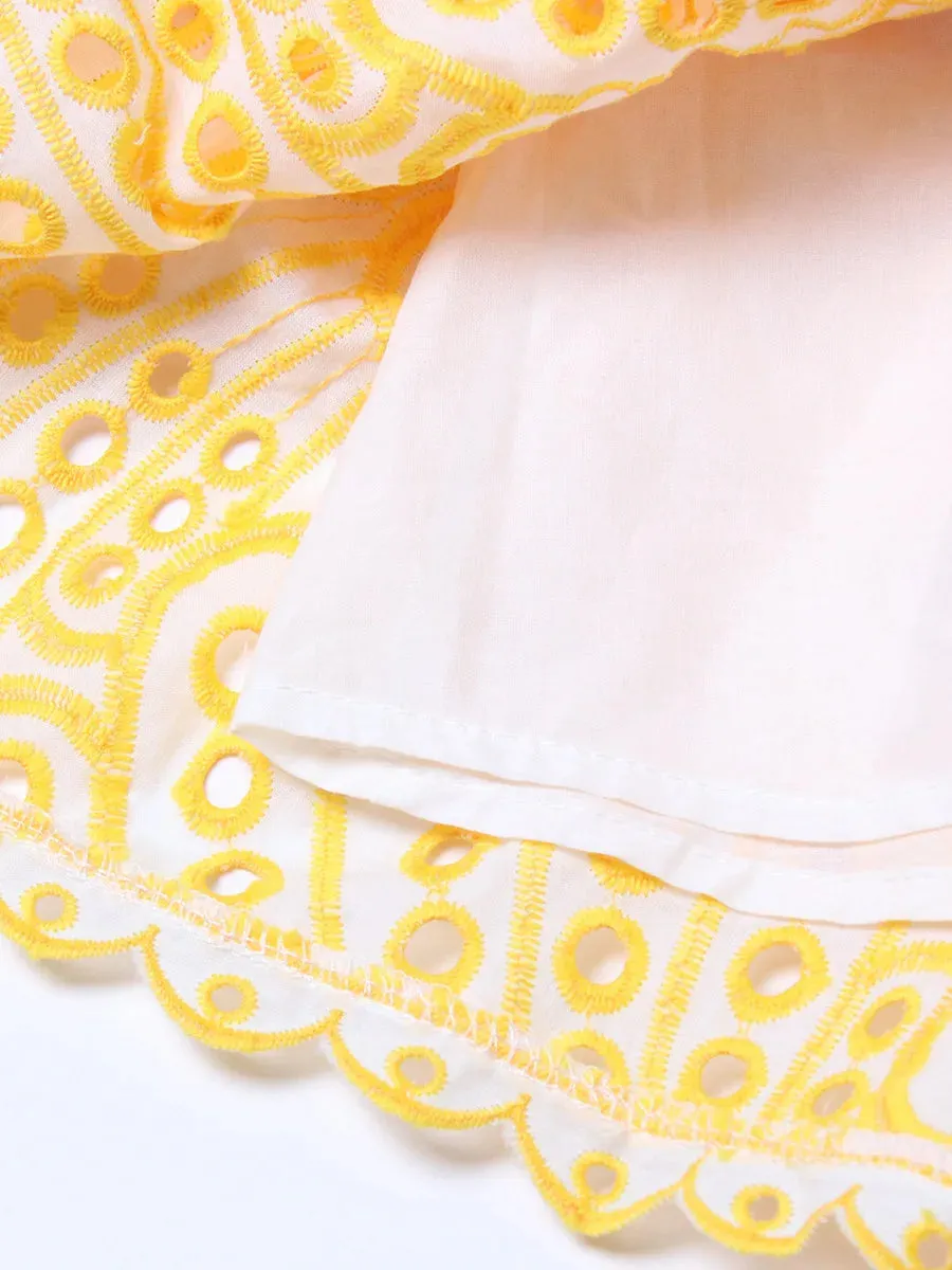Danika Strapless Ruffle Embroidered Dress