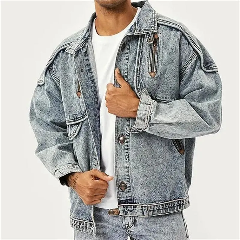 Denim Archer™ | Men's Vintage Denim Jacket | Distressed Wash, Classic Fit, Durable Cotton Fabric