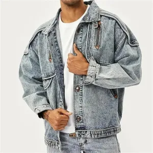 Denim Archer™ | Men's Vintage Denim Jacket | Distressed Wash, Classic Fit, Durable Cotton Fabric