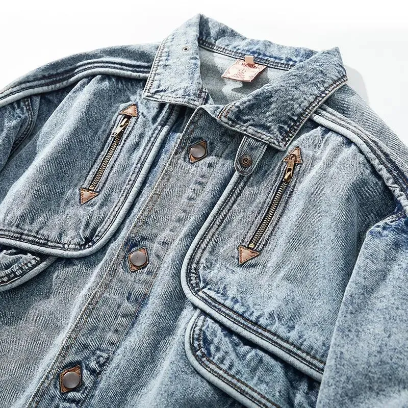 Denim Archer™ | Men's Vintage Denim Jacket | Distressed Wash, Classic Fit, Durable Cotton Fabric