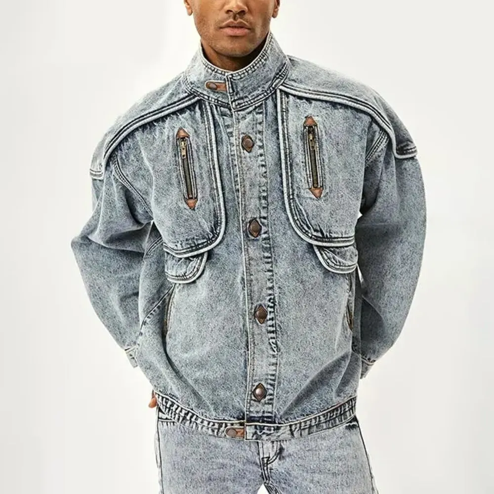 Denim Archer™ | Men's Vintage Denim Jacket | Distressed Wash, Classic Fit, Durable Cotton Fabric