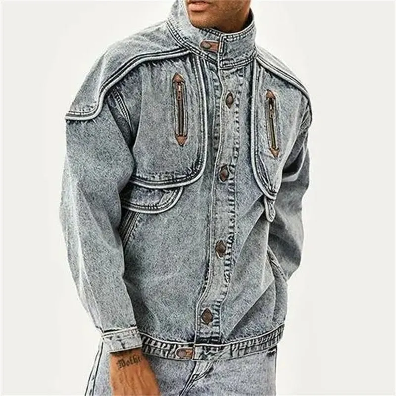 Denim Archer™ | Men's Vintage Denim Jacket | Distressed Wash, Classic Fit, Durable Cotton Fabric