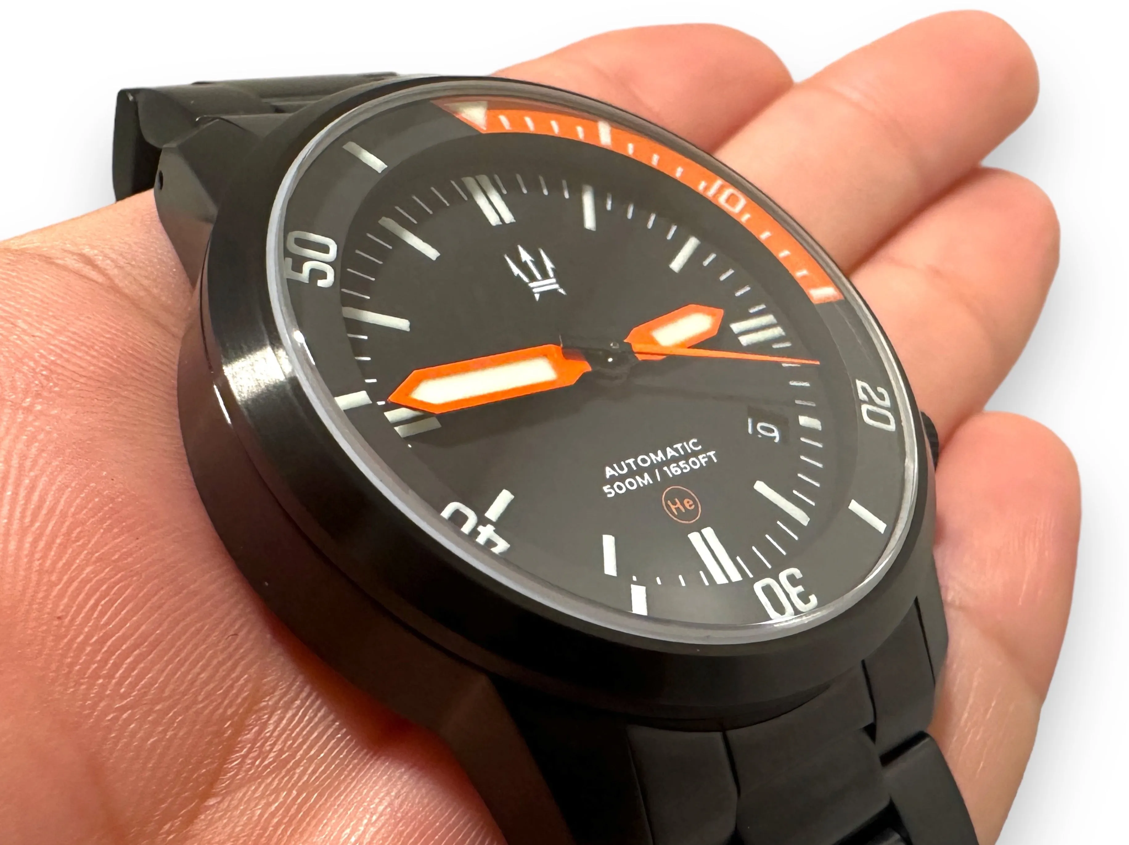 DLC Stainless Steel DC-50 Dual Crown 50ATM Diver Automatic Watch With Date   Bracelet by Maratac®!