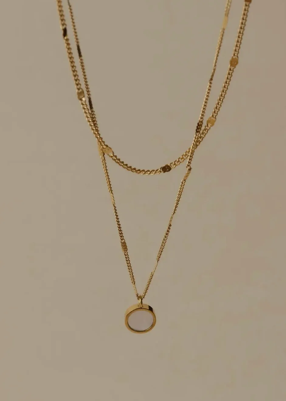 Dual Chain Opal Shell Pendant