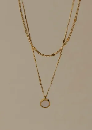 Dual Chain Opal Shell Pendant