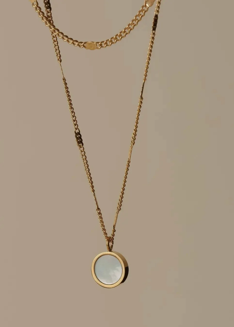Dual Chain Opal Shell Pendant