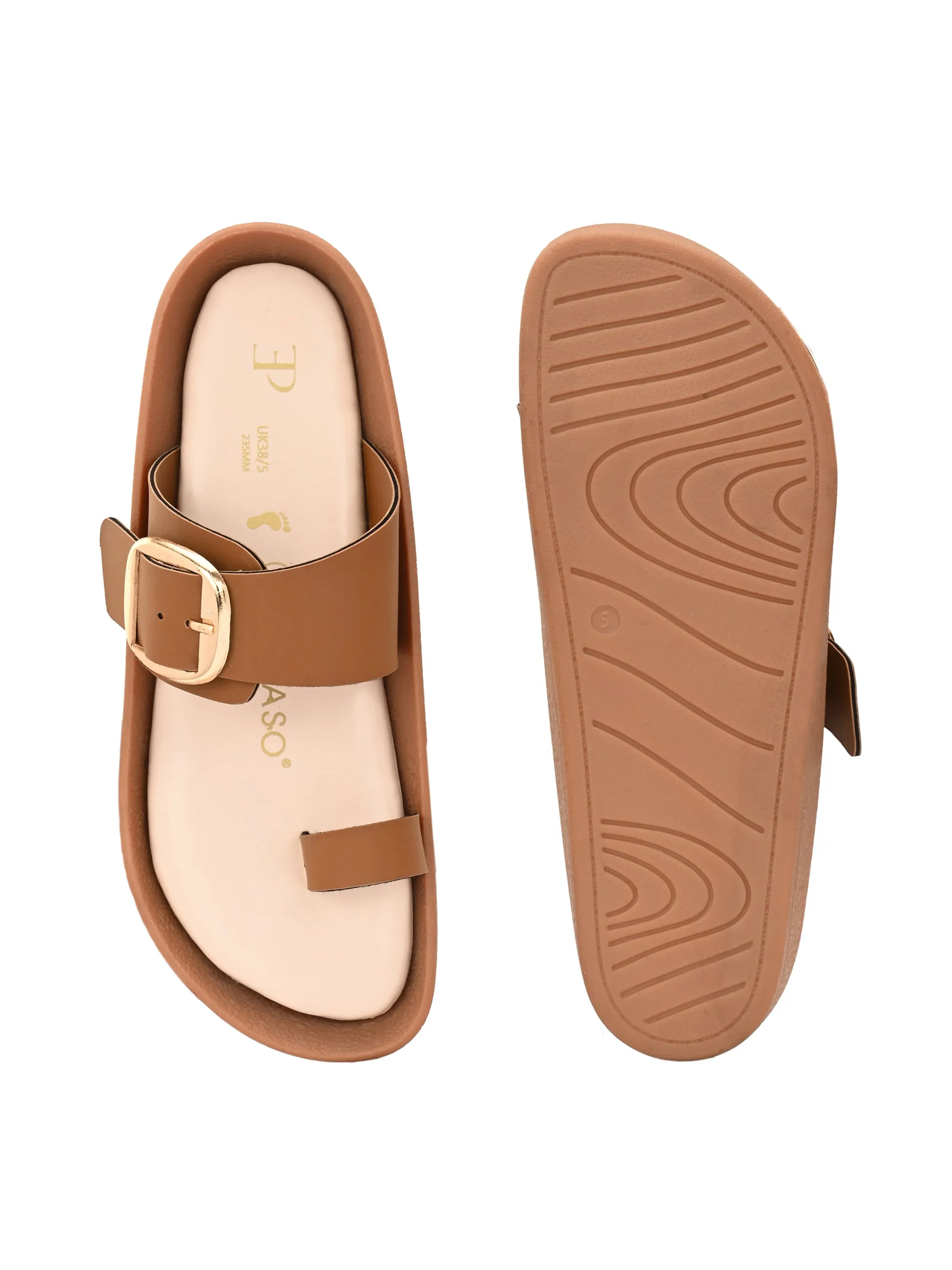 El Paso Women One Toe Flats with Buckles