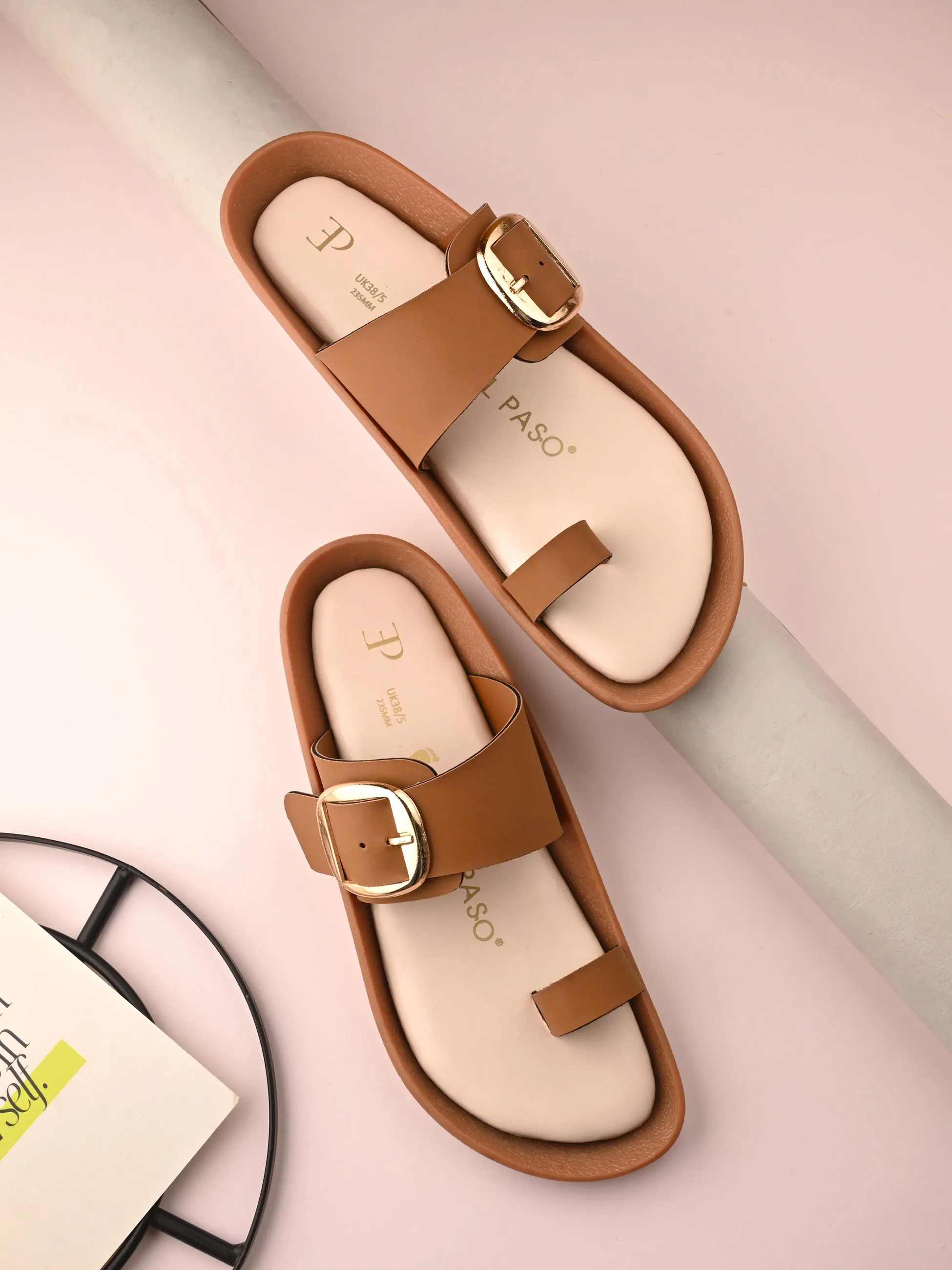 El Paso Women One Toe Flats with Buckles