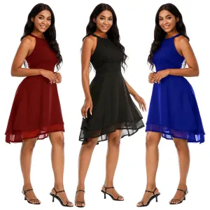 Elegant Slim Sleeveless Midi Dress – Vintage Fit & Flare Style