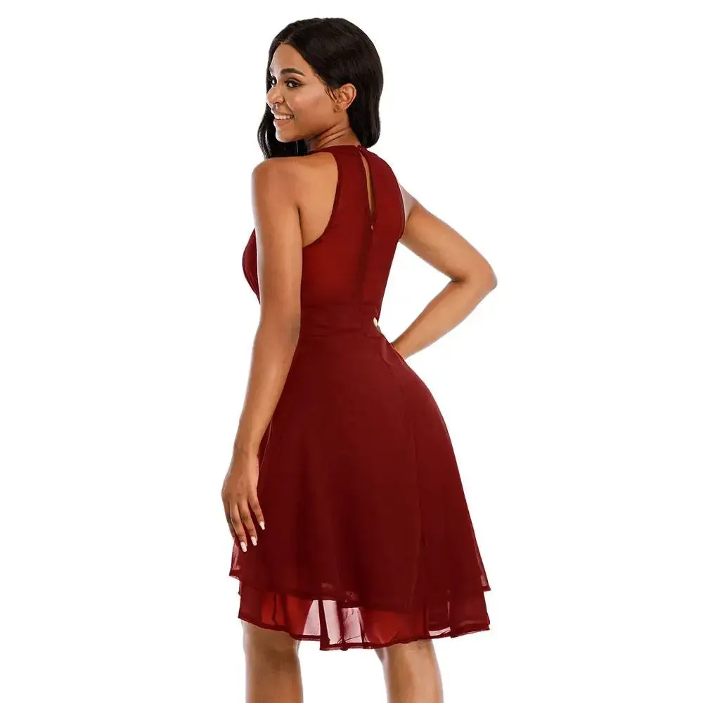 Elegant Slim Sleeveless Midi Dress – Vintage Fit & Flare Style