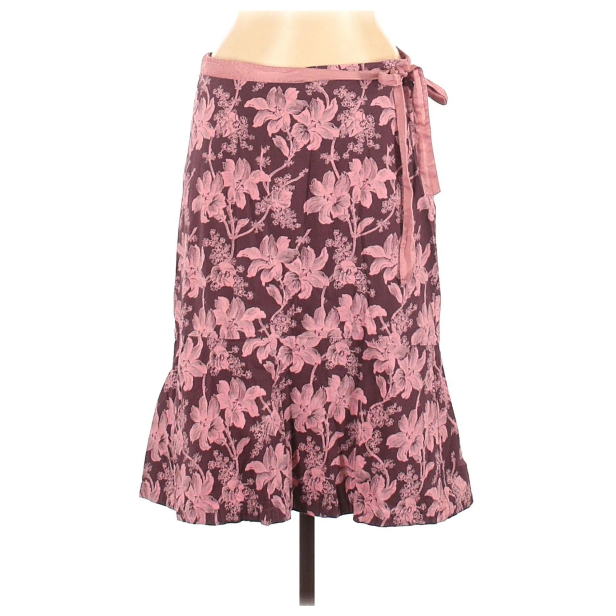 Elevenses Pink and Brown Floral Skirt Casual Skirt