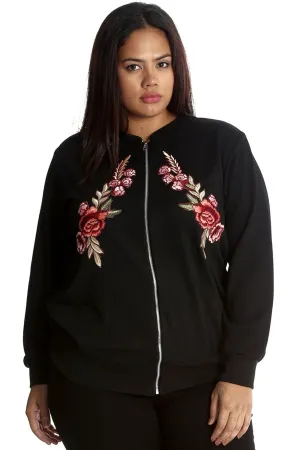 Embroidered Vintage Bomber Jacket Floral Print