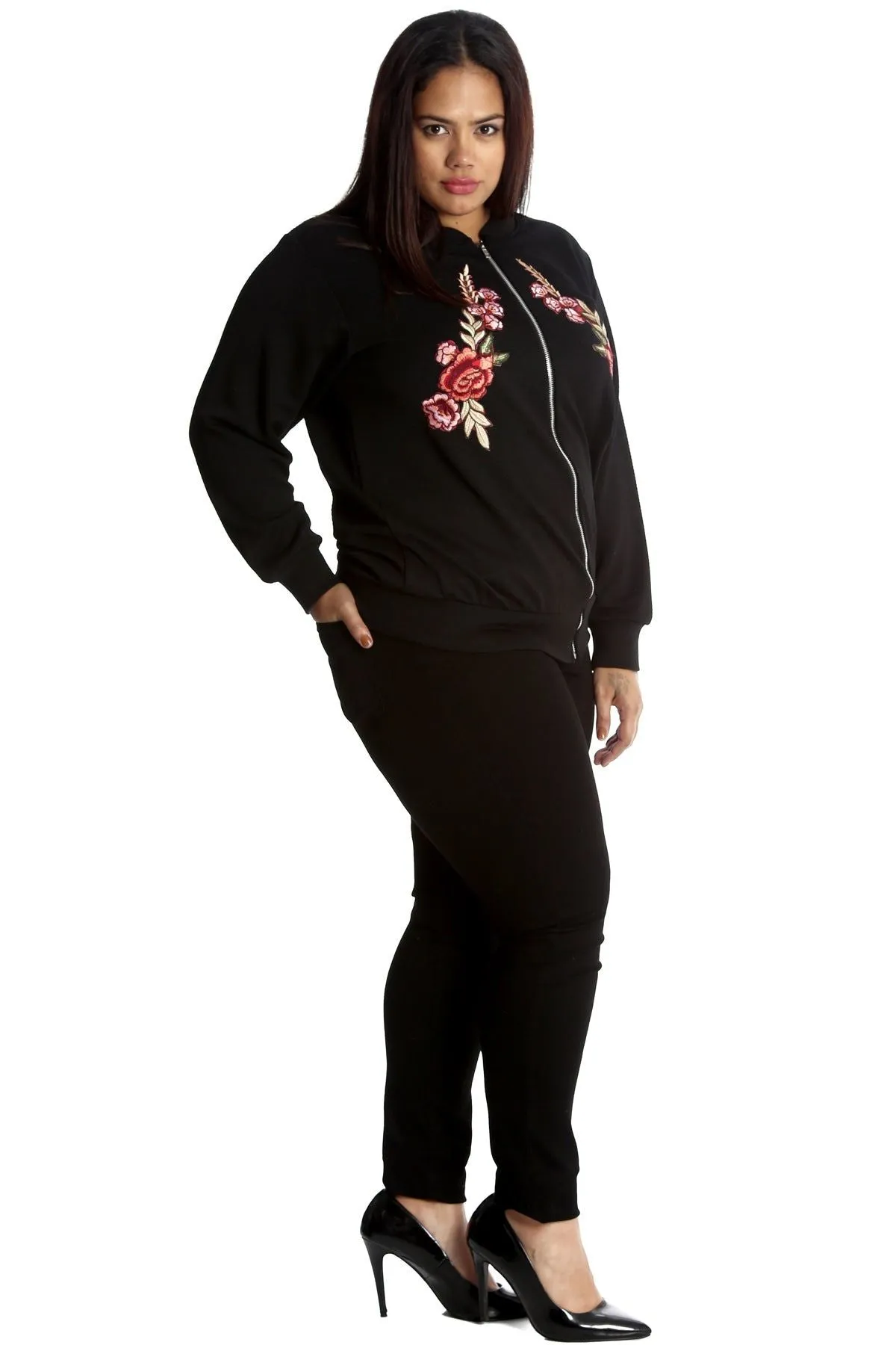 Embroidered Vintage Bomber Jacket Floral Print