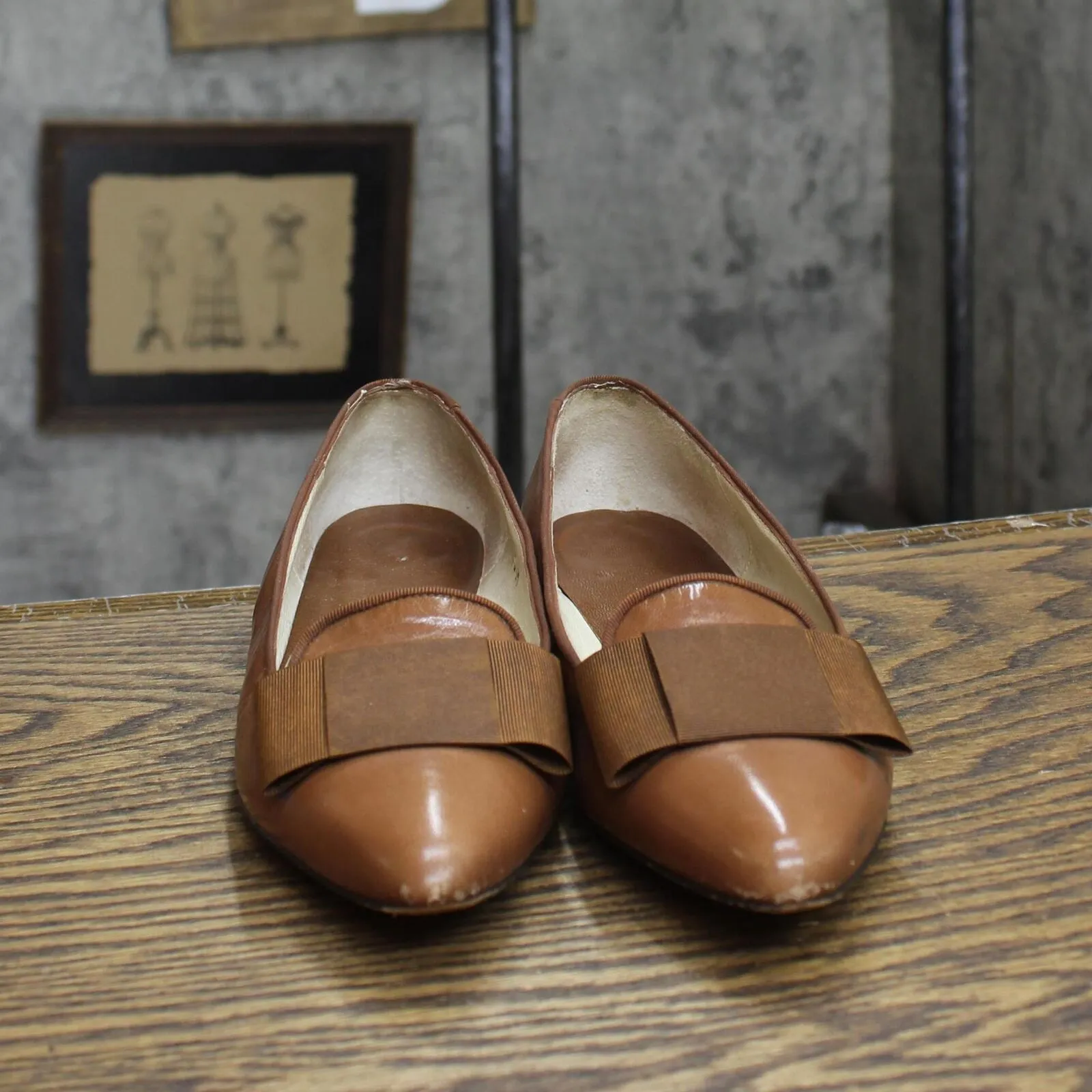 Evan-Picone Womens Vintage Bow Pull On Loafer Dress Flats Brown 5.5M