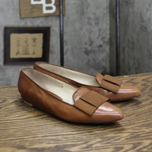 Evan-Picone Womens Vintage Bow Pull On Loafer Dress Flats Brown 5.5M