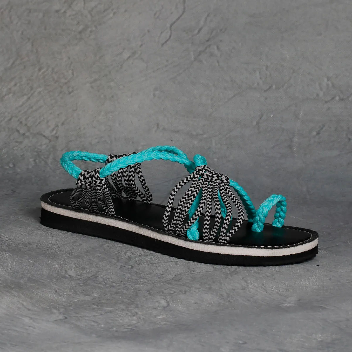 Explosive style sandals women 2021 summer braided knot rope flat large size sandals all over toe sandals