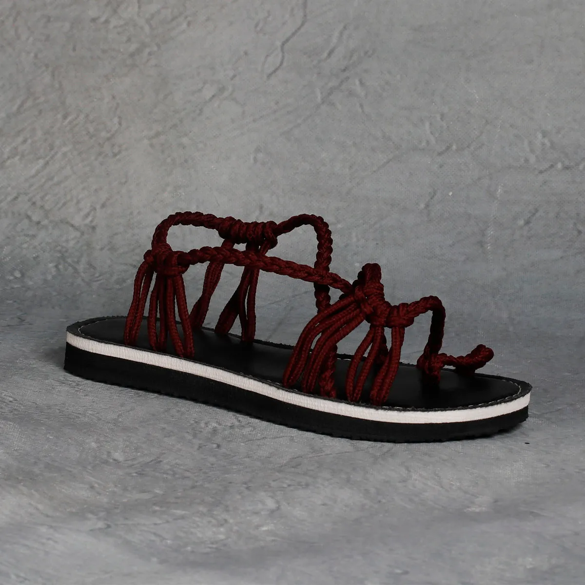 Explosive style sandals women 2021 summer braided knot rope flat large size sandals all over toe sandals