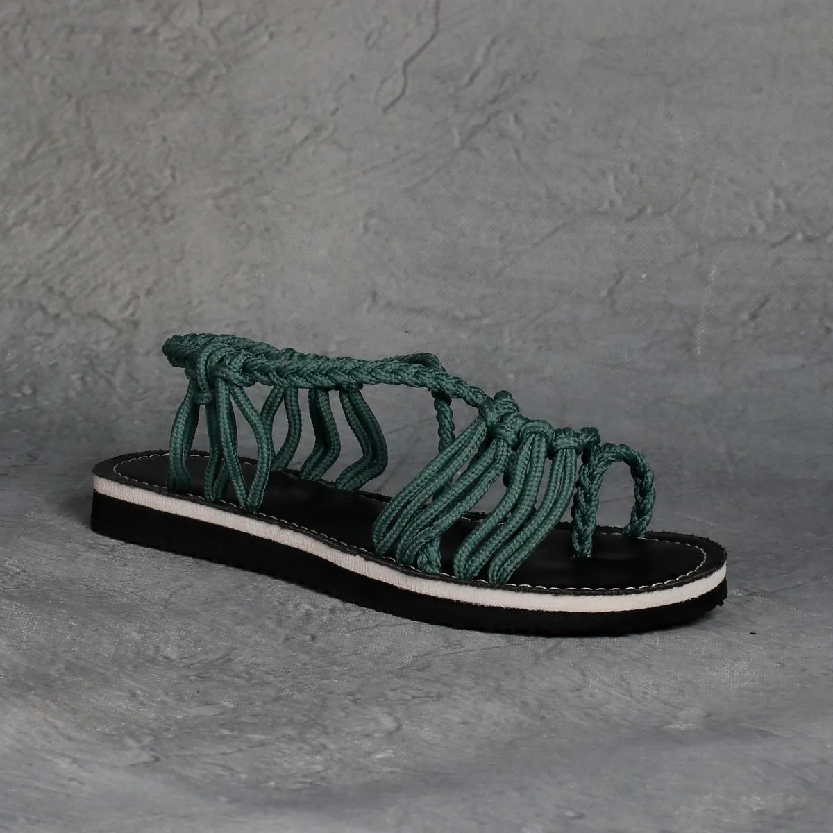 Explosive style sandals women 2021 summer braided knot rope flat large size sandals all over toe sandals