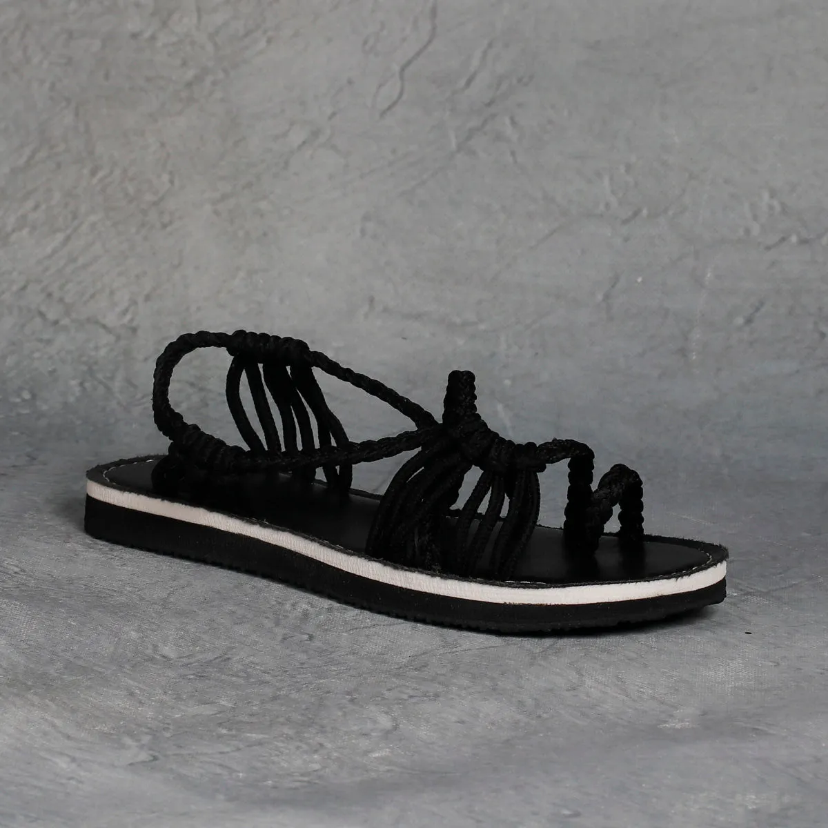 Explosive style sandals women 2021 summer braided knot rope flat large size sandals all over toe sandals
