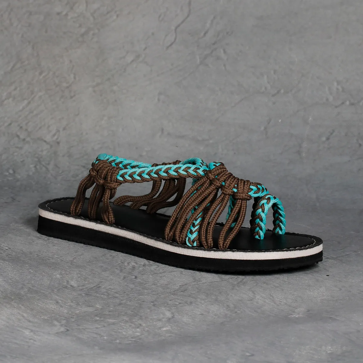 Explosive style sandals women 2021 summer braided knot rope flat large size sandals all over toe sandals