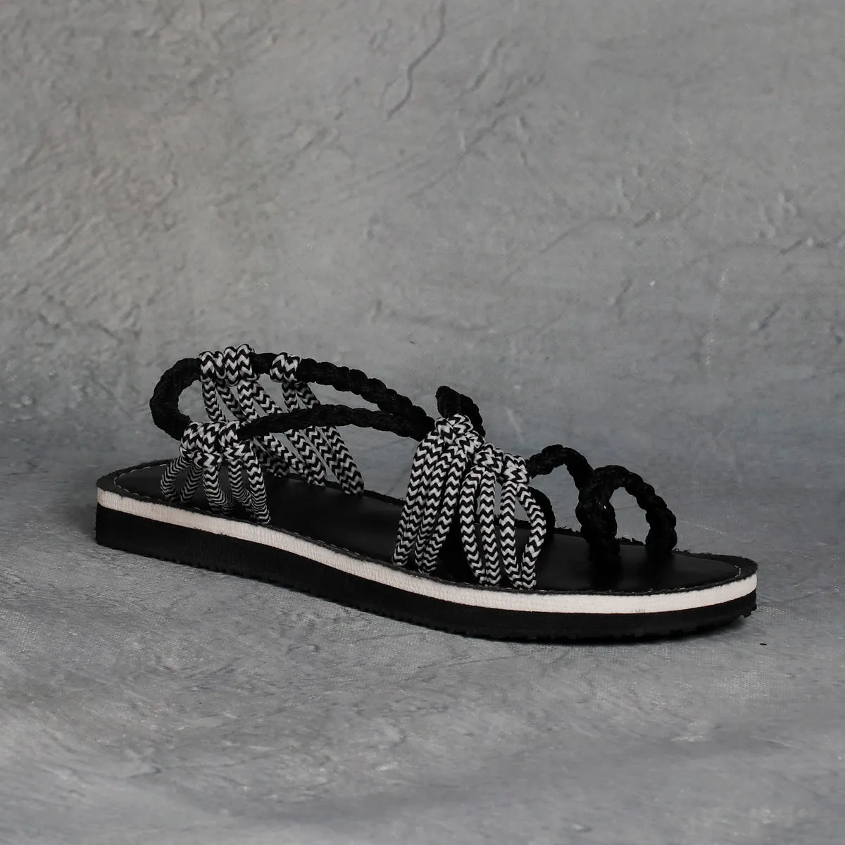 Explosive style sandals women 2021 summer braided knot rope flat large size sandals all over toe sandals