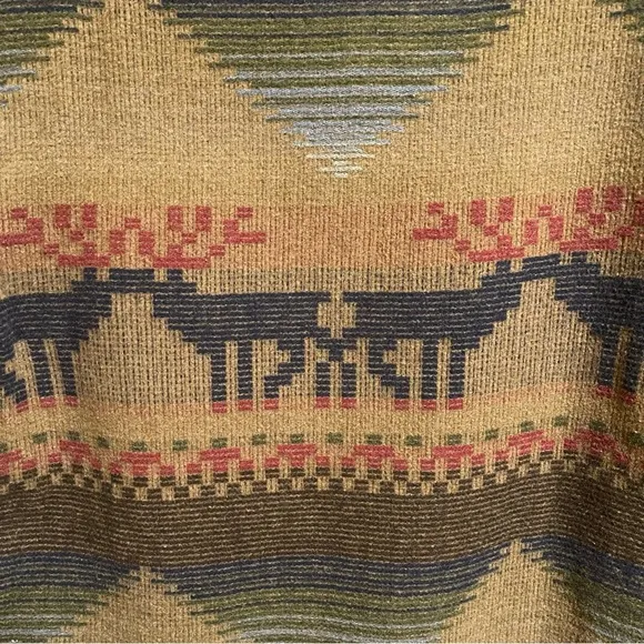Express Vintage Southwest Western Jacket Blanket Stitch Shawl Collar Tobacco XS