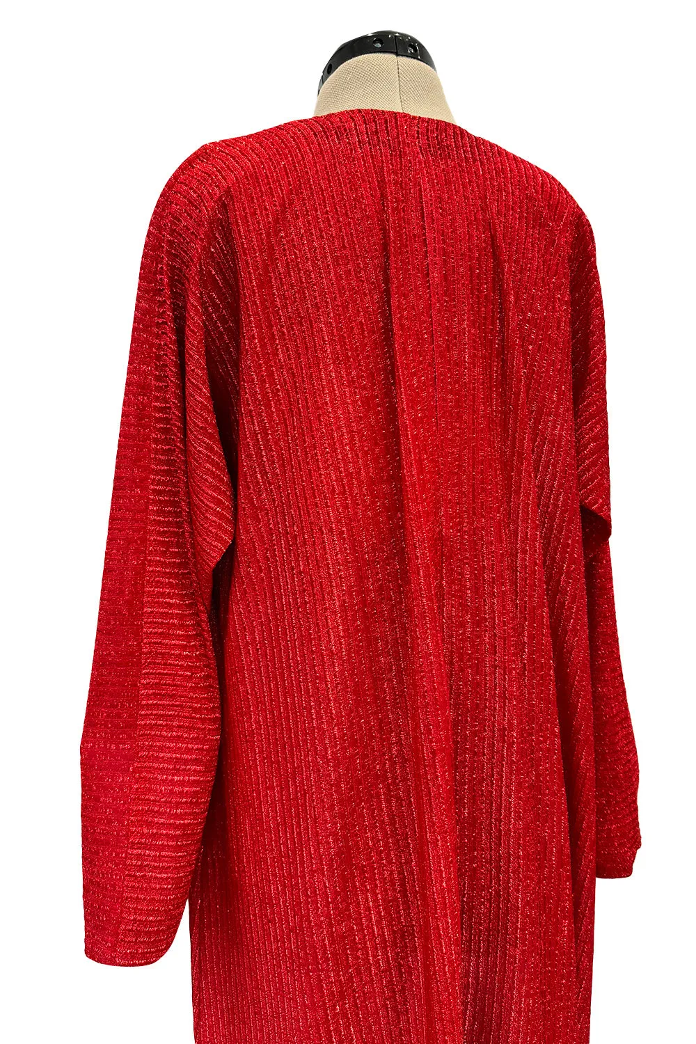 Fabulous 1970s Halston Metallic Red Lame Lurex Full Length Caftan Dress