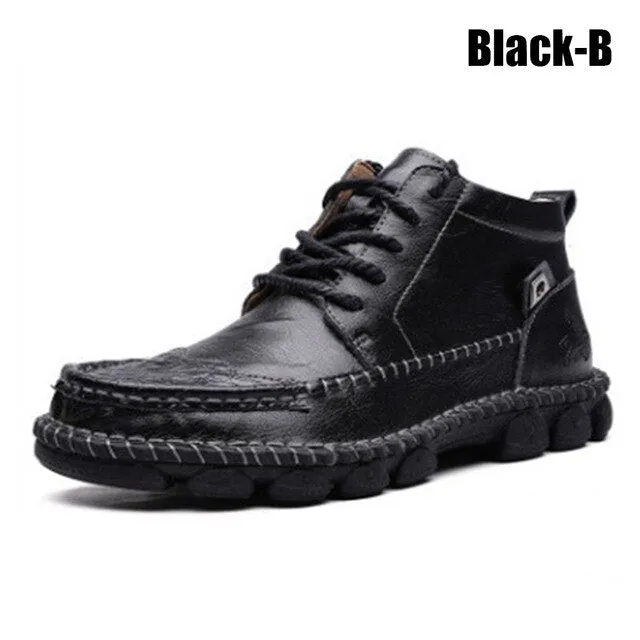 Fashion Mens PU Leather Shoes Casual Anti-Slip Vintage Boots