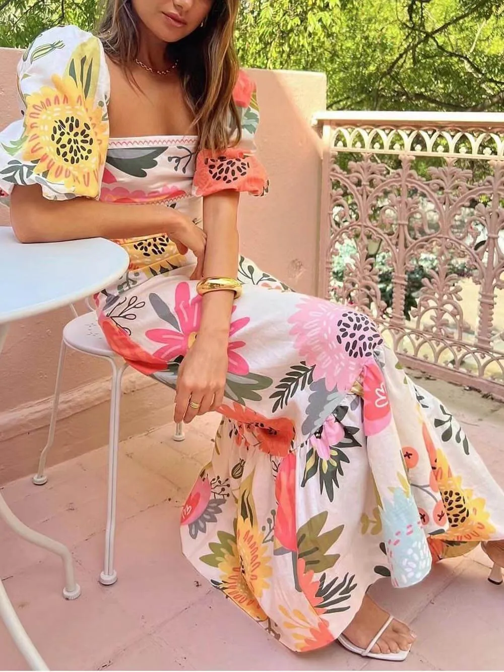 Floral Maxi Dress with Ruffle Hem