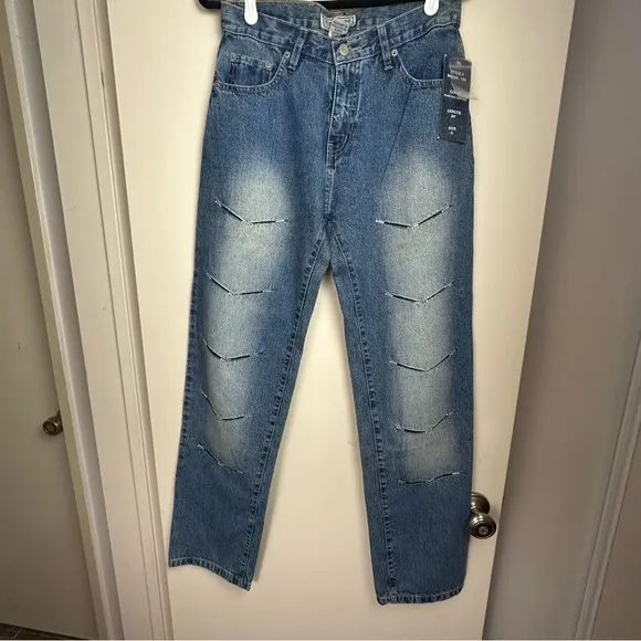 Fox Fire Y2K Vintage Stretch Dark Stone Wash Rhinestone V-Shapes Jeans NWT 9