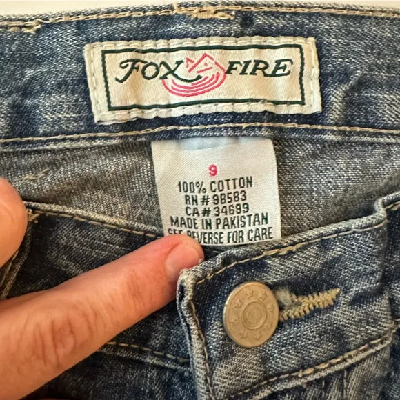 Fox Fire Y2K Vintage Stretch Dark Stone Wash Rhinestone V-Shapes Jeans NWT 9