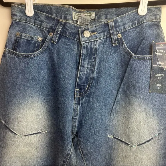 Fox Fire Y2K Vintage Stretch Dark Stone Wash Rhinestone V-Shapes Jeans NWT 9