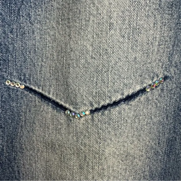 Fox Fire Y2K Vintage Stretch Dark Stone Wash Rhinestone V-Shapes Jeans NWT 9