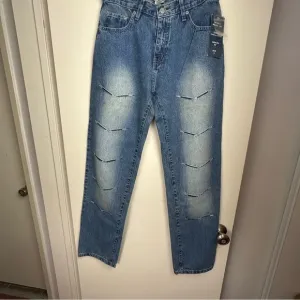 Fox Fire Y2K Vintage Stretch Dark Stone Wash Rhinestone V-Shapes Jeans NWT 9