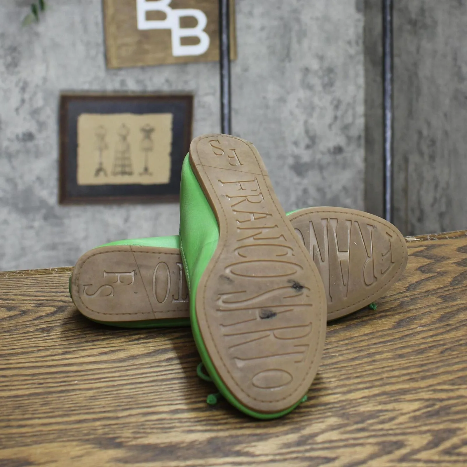 Franco Sarto Womens Vintage Box Flats 1673eb18e0612c Green 6.5M
